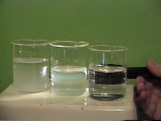 Light shining on colloidal dispersion. [solnex7.JPG]